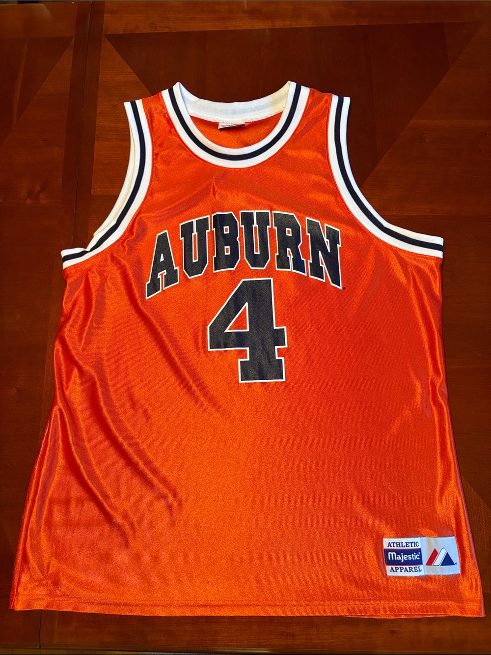Men’s Xl Majestic Orange Auburn #4 Basketball Jersey with Black and White Trim
